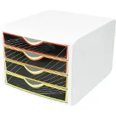 Helit Archiefdoos met 4 laden Wit, multikleur 26.2 cm