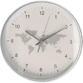 Gerimport Wandklok - wit - wereldkaart - 30 cm - Wandklokken