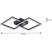 LINDBY LED buiten plafondlamp Finian, 48 cm x cm, CCT dimbaar, zwart, Kunststof, Modern, LED plafondlamp