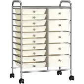 vidaXL Opbergtrolley met 15 lades mobiel XXL kunststof wit