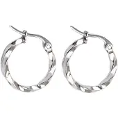 Everneed Tilla Twist Stor Sølvfarvet Hoop (U)