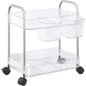 vidaXL Opbergtrolley 2-laags 37x28x43,5 cm acryl transparant
