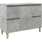 vidaXL Wastafelkast 80x33x60 cm bewerkt hout betongrijs