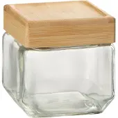 Jline Pot in glas brad glas/bamboo transparant/naturel small