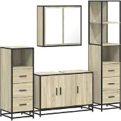 vidaXL 4-delige Badkamermeubelset bewerkt hout sonoma eikenkleurig