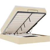 vidaXL Ottoman bed met matras 140x190cm stof crèmekleurig