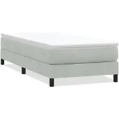 vidaXL Boxspring zonder matras fluweel lichtgrijs 90x220 cm