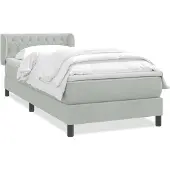 vidaXL Boxspring met matras fluweel lichtgrijs 80x210 cm