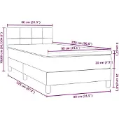 vidaXL Boxspring met matras fluweel lichtgrijs 80x220 cm