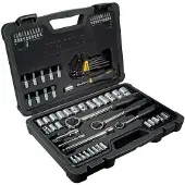 Stanley Set van doppen - - 80 stuks - 1/4, 3/8, 1/2 - Ratels 43 tanden - Robuuste koffer