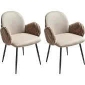 Beliani AMITY - Eetkamerstoel set van 2 - Taupe - Polyester