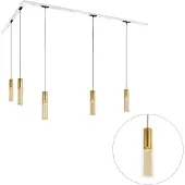 QAZQA Modern railsysteem met 5 hanglampen goud 1-fase - Iconic Lloyd