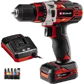 Einhell Accu Boor-/Schroefmachine TE-CD 18/1 Li Kit - 12 V/Li-ion - 30 Nm - 0-1400 t/min - 10 mm snelspanboorkop - Incl. 1x 2.0 Ah accu en lader