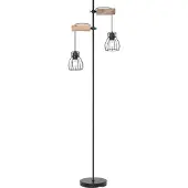 Globo Lighting Staande lamp Mina zwart met hout