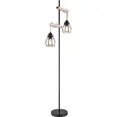 Globo Staande vloerlamp Mina zwart met hout