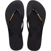 Havaianas Slim Logo Metallic Teenslippers Dames Zwart - Goud 35-36
