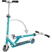 Globber Kinderstep - Flow - Blauw/chrome - Lichtgevende wielen - Vouwbaar - Vanaf 5 jaar