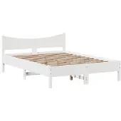 vidaXL Bedframe zonder matras massief grenenhout wit 160x200 cm
