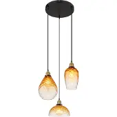 Globo 3-lichts hanglamp rond Salvy amber glas honinggraat