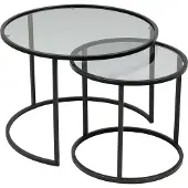 Skye Decor Salontafelset van 2 Rond Glas - Zwart Frame - 42 en 60 cm - Barlin