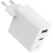 Gembird 2-poorts 30 W GaN USB snellader, LED, wit