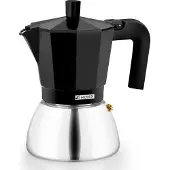Monix M863009, Moka-kan, 0,47 liter, zwart, aluminium, roestvrij staal, voor 9 kopjes, aluminium