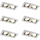 QAZQA Set van 6 Inbouwspots Aluminium Rechthoekig 2-Lichts - Qure
