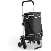 Juskys – Boodschappentrolley Treppensteiger – 56 Liter – 98 x 37 x 43 cm – Voorzien Van Koelvak En Trappenwielen En Reflectoren – Voor Boodschappen – Zwart Aluminium En Oxford-Stof