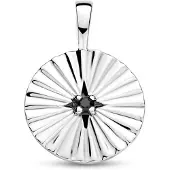 The Jewelry Collection Zilver Gerhodineerde hanger rondje gediamanteerd zirkonia 1333691