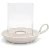 Leeff Theelichthouder Tina – Theelichthouders – Naturel – 15 x 14 CM – Keramiek en Glas