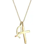 Elli - Halsketting - Dames Kruis Vis Hanger in 925 Sterling Zilver - Dames