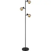 Globo Zwarte vloerlamp Tokki 3-lichts amber smoke glas