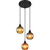 Globo Ronde hanglamp Zumba gekleurd glas 3-lichts Ø 36cm