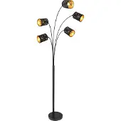Globo Vloerlamp Clarke, zwart, Woon-/ Eetkamer, metaal, Modern, vloerlamp