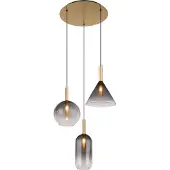 Globo Lighting - hanglamp - Elisabeth - messing - glas smoke glas - Ø 43cm - G9 - 16045-3H