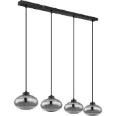 Globo Zwarte hanglamp Shaun 4-lichts recht