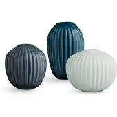 Kähler Hammershøi miniatuurvaas 3-delig Mintgroen-blauw-antraciet