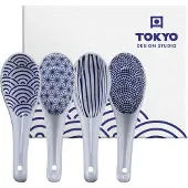 Tokyo Design Studio - Nippon Blue Soep Lepels - Set 4stuks - 13.8x4.8cm