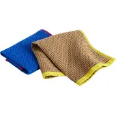HAY Canteen vaatdoekje 31x31 cm 2-pack Blue/fuchsia-Beige/yellow