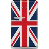 Smeg Koelkast Retro Vrijstaande ijskast Koelkast, Jaren 50, Enkeldeurs, Vrijstaand , Positie scharnier: Rechts, Gedecoreerd/ Speciaal, Union Jack