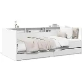 vidaXL Slaapbank met lades zonder matras 90x200 cm wit