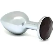 Rimba XS - metalen buttplug met zwarte steen (zilver)