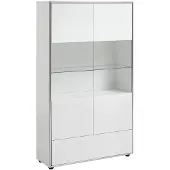 Ebuy24 Kenan vitrinekast 2 deuren, 1 lade wit hoogglans gelakt.