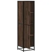vidaXL Hoge kast 35,5x35x139 cm bewerkt hout en metaal bruin eiken