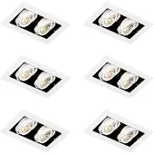 QAZQA Set van 6 Moderne Inbouwspots Wit 2-Lichts Verstelbaar - Oneon 70