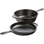 Lodge Gietijzeren Pan 24 cm Diep met Deksel - Combo