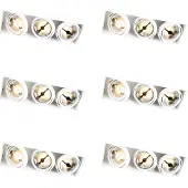 QAZQA Set van 6 Inbouwspot wit AR111 trimless 3-lichts - Oneon