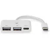 Nedis USB-hub 1x USB-C 1x USB-C - 2x USB 2.0 A, 3-poorts, voeding via USB