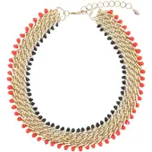 Behave - Statement Ketting – Gevlochten- Goud-Oranje-Zwart – Nikkelvrij