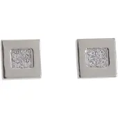 Behave – Oorstekers – Vierkant design – Rhodium plating met transparante kristallen